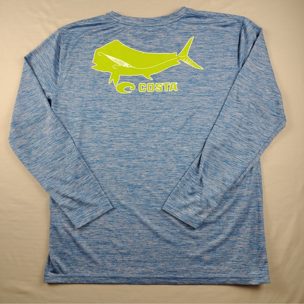 Costa Performance Shirt Mens Large Light Blue Long Sleeve Fishing Mahi Mahi
